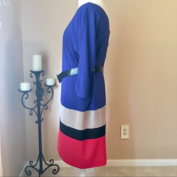 Royal Blue Belted Shift Dress Size 12 - Picture 2 of 8